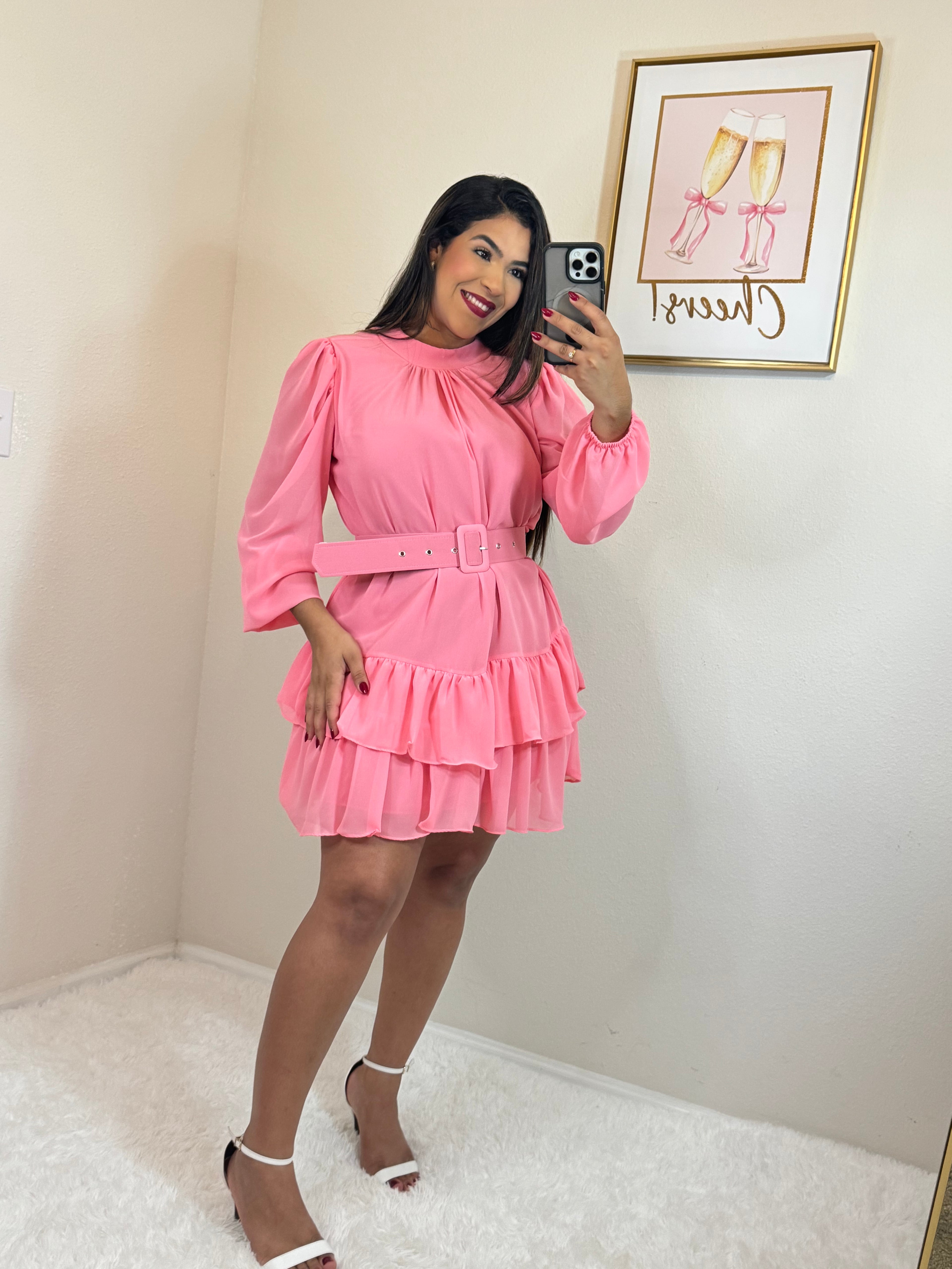 Vestido fluido com cinto