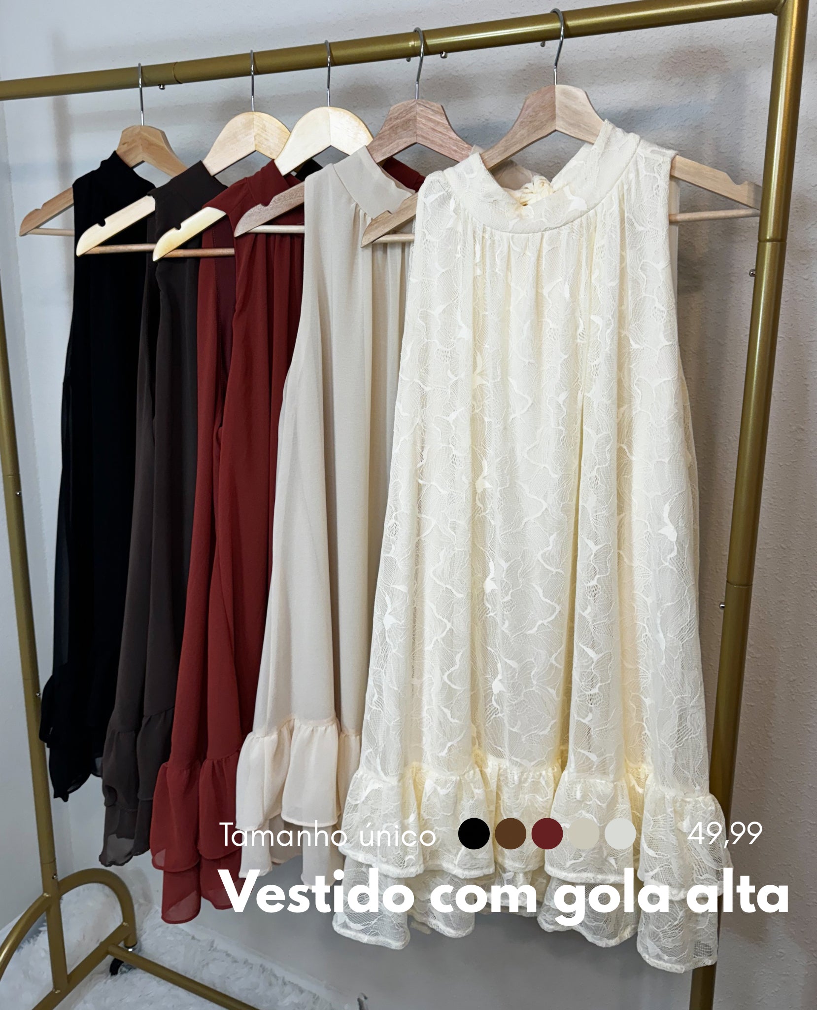 Vestido fluido com babados