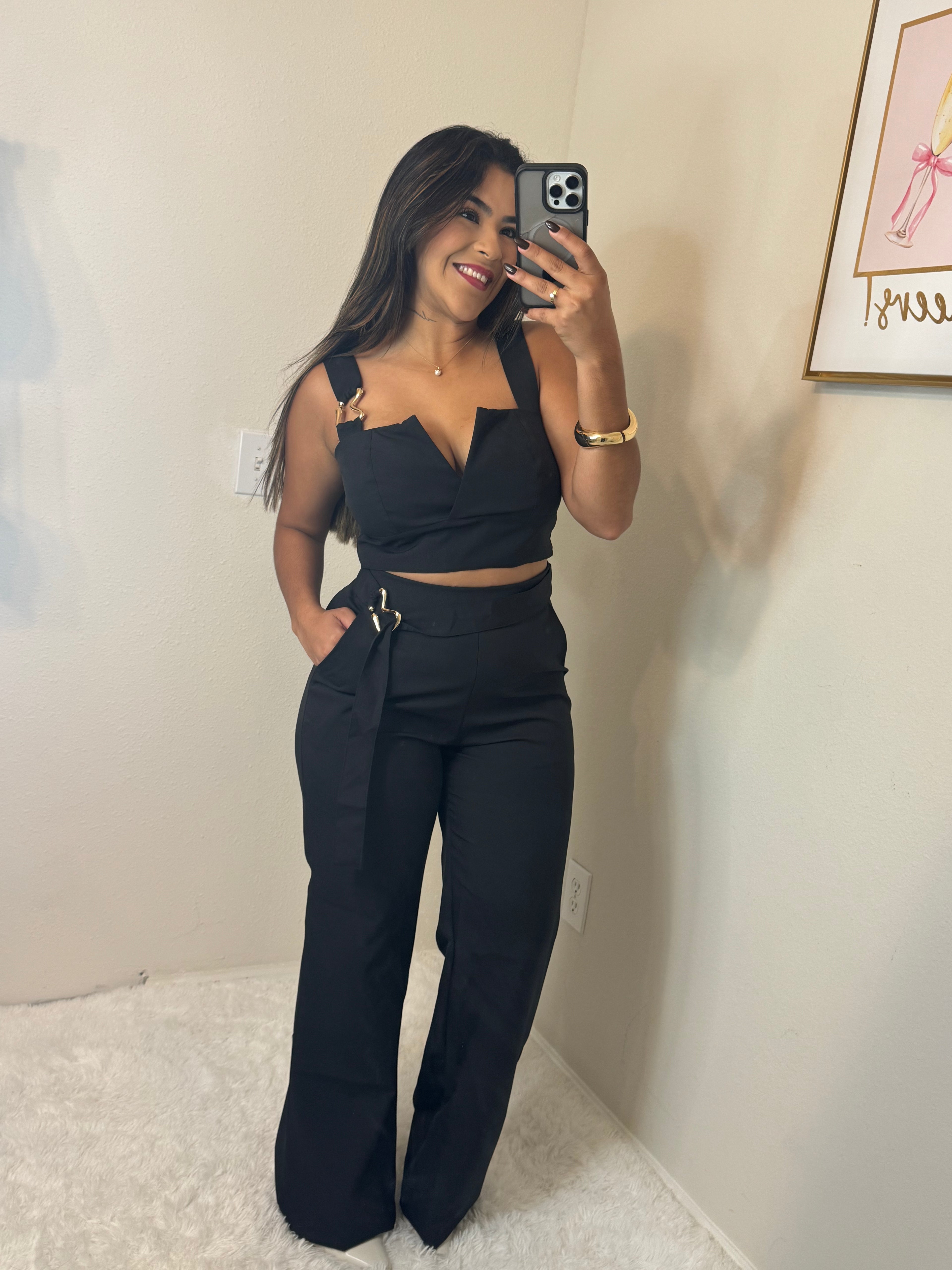 Conjunto com fivelas orgânicas